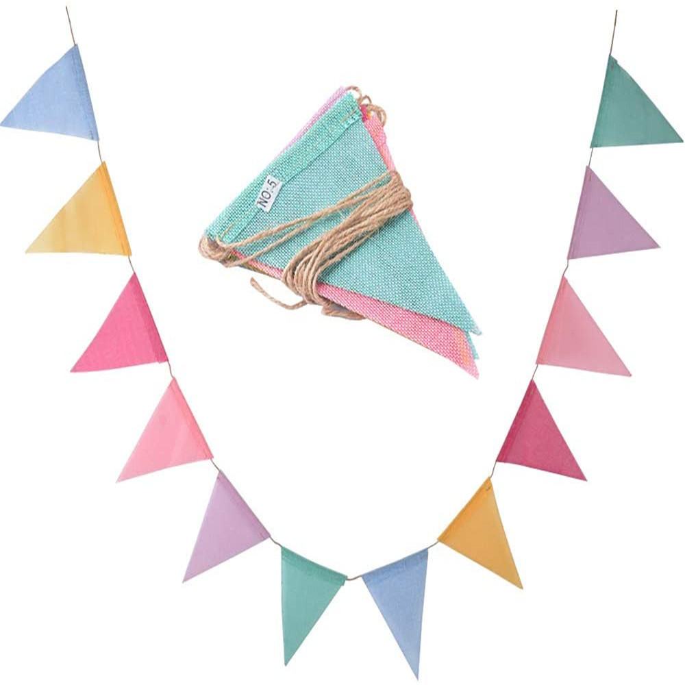 Colorful Burlap Linen Bunting Flags